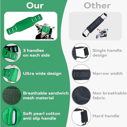 Transfer Belt Transfer Sling for Elderly, Lift Assist Gait Belt for Seniors - color: Green