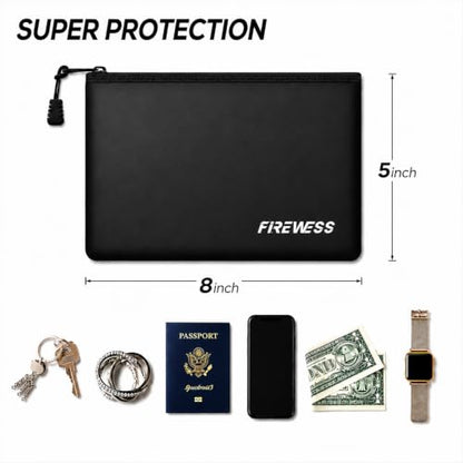 Fireproof Document Bag -2 Pack 8"x5" Non-Itchy Fireproof Money Bag, Waterproof Zipper Holder for Valuables, Fire & Water Resistant Safe Pouch for File,Cash,Passport,Keys - size: 2 Pack 8"x5"
