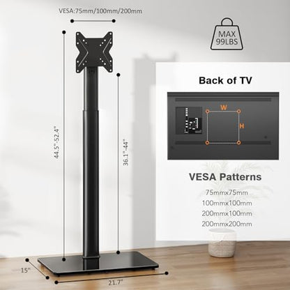 Universal TV Stand Monitor with Mount 100 Degree Swivel Height Adjustable and Tilt Function for 19 to 43 inch LCD, LED OLED TVs,Space Saving Standing Bedroom Living Room Corner,Black - size: 19"-43" SWIVEL FLOOR TV STAND (No SHELVES)
