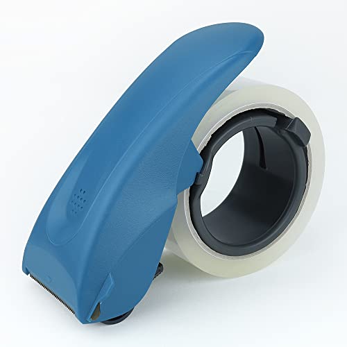 ABEL Duet 2-in-1 Packing Tape Dispenser & Splitter, Blue, 2 Inch Wide Ergonomic Tape Gun, Built-in Safety Tape Splitter, Shipping Moving Mailing Box Sealing Carton Packaging, Lightweight Tape Cutter - color: Blue