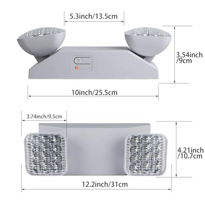 LED Emergency Lights for Business Home Power Failure,4Hours 300lm Automatic Battery Backup,Rechargeable Emergency Exit Lighting Fixtures,Hardwired, UL 924 AC85-277V - color: White, size: Square with L N Wires