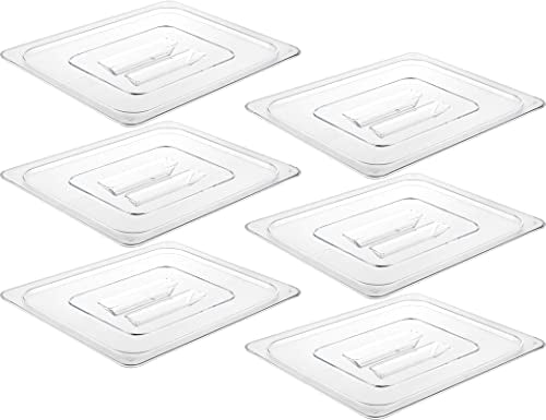 CURTA 6 Pack NSF Food Pan Cover, 1/2 Size Clear Polycarbonate Lid with Handle for Commercial Food Pan, Dishwasher & Freezer Safe Plastic Clear - color: 1/2 Size, size: Handled Lids