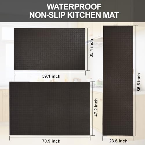 Kitchen Mats and Rugs Cushioned Anti-Fatigue, 35.4" x 59.1", Brown - color: Brown, size: 59.1"L x 35.4"W x 0.4"Th
