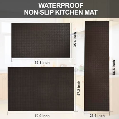 Kitchen Mats and Rugs Cushioned Anti-Fatigue, 35.4" x 59.1", Brown - color: Brown, size: 59.1"L x 35.4"W x 0.4"Th