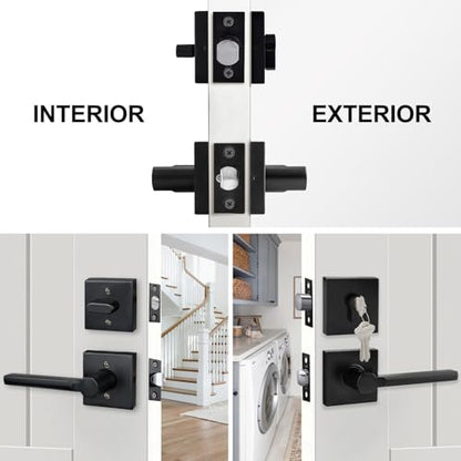 2 Sets Front Exterior Door Lock Set with Passage Lever, Keyed Alike - size: 2 Pack, style: Deadbolt+Passage Lever
