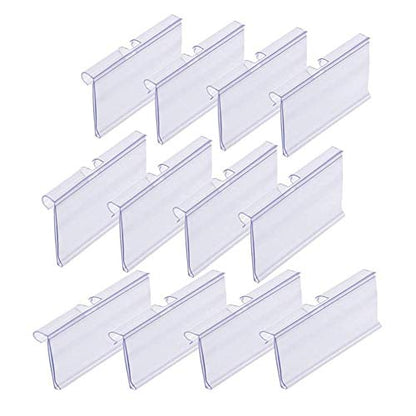 Pack of 60 Clear Plastic Label Holder, Double Hook Wire Shelf Retail Price Tag Label Holder Merchandise Sign Display Holder (4 * 8cm/1.57 * 3.15in)