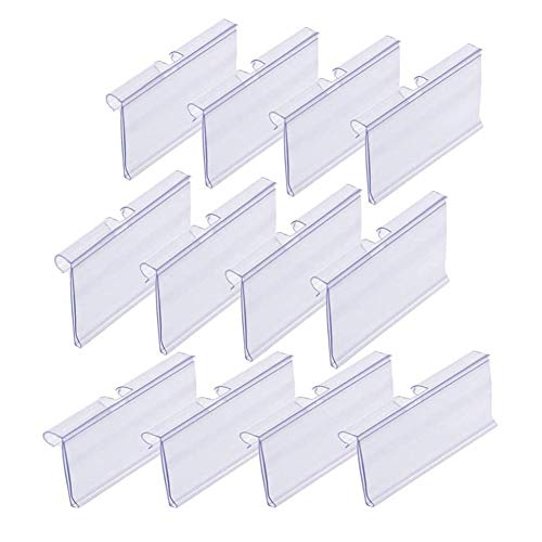 Pack of 60 Clear Plastic Label Holder, Double Hook Wire Shelf Retail Price Tag Label Holder Merchandise Sign Display Holder (4 * 8cm/1.57 * 3.15in)
