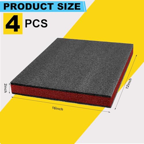 Treela 4 Pcs Red and Black Customizable Polyethylene Foam Sheets 16x12x2"