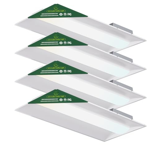 YXL 2x4 LED Troffer Light, 5CCT Switch LED Drop in Ceiling Light for Dropped Ceiling, 9720/8100/6750/5400/4050 Adjustable Lumens, 6500/5000/4000/3500/3000K Color Temperature, Dimmable 0-10V,ETL - size: 2x4 FT-4Pack