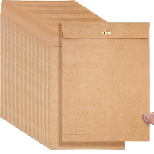 Teling 50 Pcs Manilla Clasp Envelopes Kraft Closure - color: Brown, size: 9*12