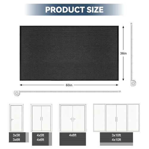 3'x5' Heavy Duty Mats,Front Door Mat Indoor Outdoor Entrance,Grey - color: Grey, size: 3' x 5' (Rectangular)
