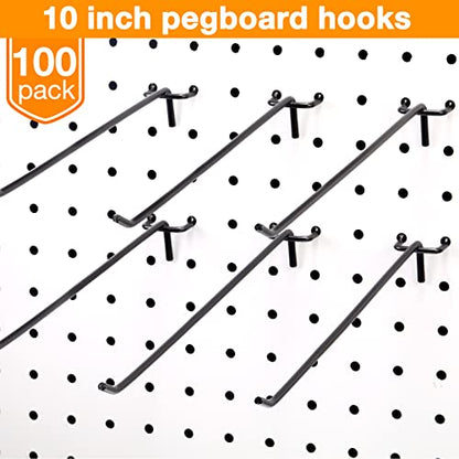 Shimeyao 100 Pcs Peg Board Hooks Stainless Steel Pegs,10 Inch,Black - color: Black, size: 10 Inch