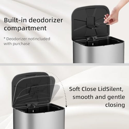 KUK 5.3 Gallon Kitchen Trash Can with Lid, Heavy Duty Hands-Free Stainless Steel Commercial Step Trash Bin with Removable Inner Bucket, Pedal Rubbish Bin for Home Office and Kitchen, 20L/5.3Gal - size: 5.3 Gallon