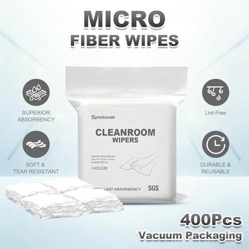 Cleanroom Cloth Wipes 4"x4",140GSM,Bag of 400 Pcs - size: 4" x 4" (Pack of 400)