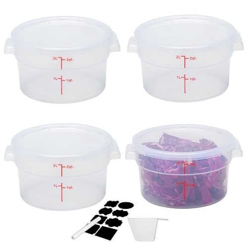 4 Pack 2Qt Round Polypropylene Food Storage Container with Lids Scale - color: 2 Quarts