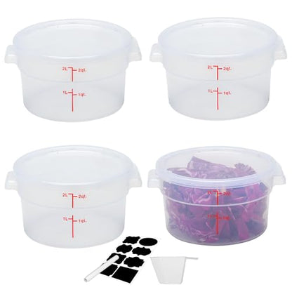 4 Pack 2Qt Round Polypropylene Food Storage Container with Lids Scale - color: 2 Quarts