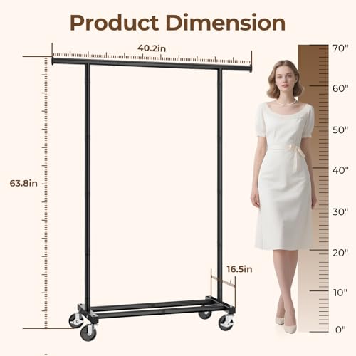 HYSEYY Clothes Rack, Clothing Rack for Hanging Clothes, Rolling Garment Rack Sturdy Coat Rack Portable Wardrobe Rack Metal Closet Rack for Bedroom Laundry Living Room, Black - color: Black