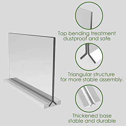 newnewshow Acrylic Sign Holder 11x8.5 Inch 3 Pack Horizontal T Shape Double-Sided Desktop Display Holder. (Optional 8.5x11 8.5x5.5 5x7 Horizontal and Vertical) - size: 3 Pack 11x8.5