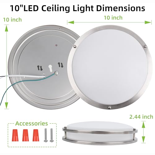 hykolity 10 inch Flush Mount LED Ceiling Light Fixture,1100LM - color: Brushed Nickel, size: 10-inch