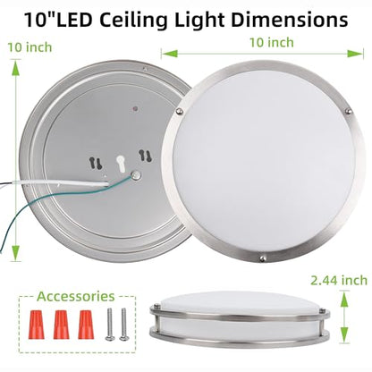 hykolity 10 inch Flush Mount LED Ceiling Light Fixture,1100LM - color: Brushed Nickel, size: 10-inch