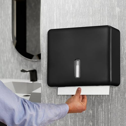 Stardrix Multifold Paper Towel Dispenser Wall Mount (Black) – Large Capacity C-Fold, Trifold, and Folded Commercial Hand Towels Holder for Bathroom & Restroom – Adhesive or Screw Mounted - color: Black