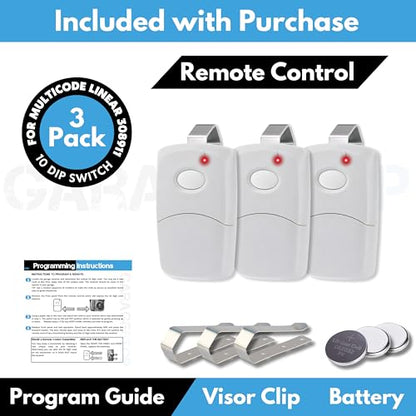 3X Gate Opener Remote for Multi-Code 308911, 300MHz, 10 Dip Switch - color: Three