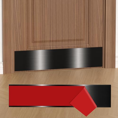 2 PCS 6" x 34" Self Adhesive Brushed Door Kick Plate for 36" Door Bottom - color: Brushed Black, size: 6"*34"