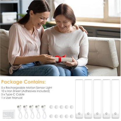 5-Pack Motion Sensor Under Cabinet Light, 3CCT, 7.9 inch - color: White, size: 7.9 inch