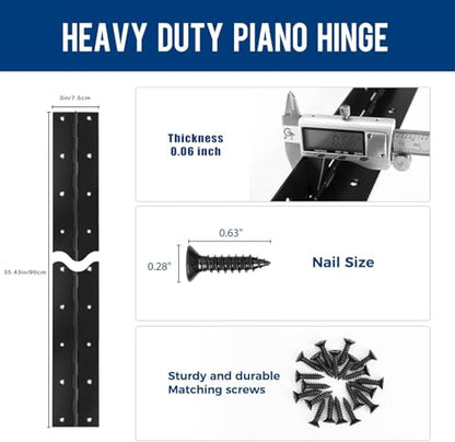 Heavy Duty Piano Hinge 36 Inch x 3 Inch, True 0.060'' Thick - color: Black, size: 36 Inch