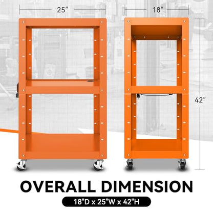 Auto Dynasty Adjustable AV Cart w/Power Strip, 4 ft Rolling Stand, Orange - color: Orange