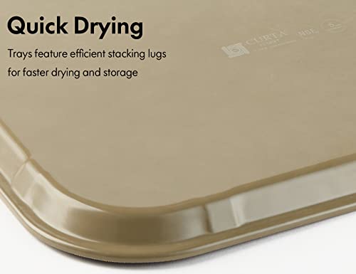 CURTA 2-Pack Restaurant Grade Non-Slip Tray, NSF, 16 Inch x 12 Inch, Plastic Rubber Lined Anti-Skid Rectangular Serving Tray, Brown - color: Brown-rectangular, size: 12 Inch x 16 Inch