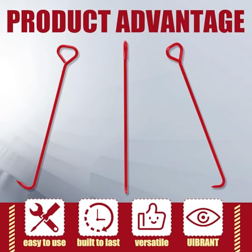 Therwen 2 Pcs Manhole Cover Hook 36 Inch with 5/8" Hex Alloy Steel Rigid Heavy Duty Manhole Cover Lifter with Inline Handle for Lid Puller Moving (Red) - color: Red, size: 36inch