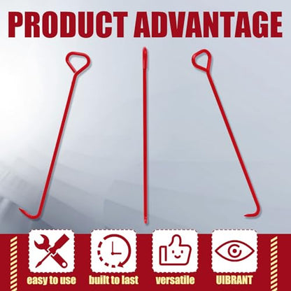 Therwen 2 Pcs Manhole Cover Hook 36 Inch with 5/8" Hex Alloy Steel Rigid Heavy Duty Manhole Cover Lifter with Inline Handle for Lid Puller Moving (Red) - color: Red, size: 36inch