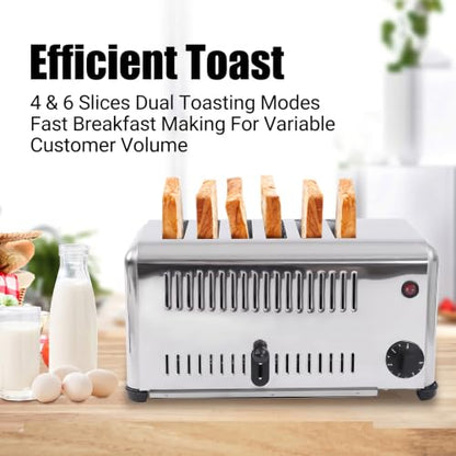 Commercial Conveyor Toaster,1680W Electric Conveyor Belt Toaster with 6 Slice Capacity, Stainless Steel Toast Machine with Adjustable Timer,for Restaurant Bakery Cafe Home Kitchen