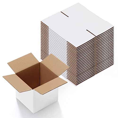Calenzana 5x5x5 Inches Shipping Boxes Set of 25, White Corrugated Cardboard Box for Mailing Packing Small Business - size: 5x5x5, style: 25 Pack