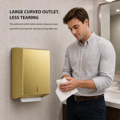 Stainless Steel Paper Towel Dispenser Wall Mount for Commercial Bathrooms - color: 3813-gold