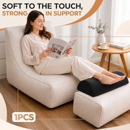 Recliner Foot Pillow, High-Resilience Foam Half-Moon Pillow for Sleeping - color: Black