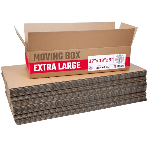Extra Large Moving Boxes 37"L x 13"W x 9"H (Pack of 40) - USA-Made Cardboard Packing Boxes for Moving, Shipping, or Storage - USPS, UPS, FedEx Approved - Professional Packing Supplies - color: Pack of 40, size: Extra Large 37x13x9"