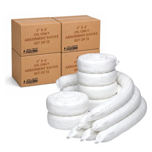 Oil Only Absorbent Socks 3 x 48 Inch, 48 Pack Each Absorbs 1.4 Gallon - color: Oil Socks 3" x 48" (12-Pack), size: 4