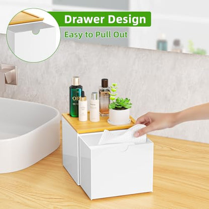 VITVITI Drawer Disposable Face Towel Holder Box, Acrylic Storage, White - color: White 2