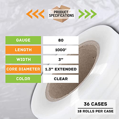 PSBM Mini Stretch Wrap with Extended Core Handles, 648 Rolls 3 Inch x 1000 Feet 80 Gauge Heavy Duty Clear Plastic Wrap Industrial Strength Shrink Film for Moving, Packing & Shipping - size: 3" x 1000 Feet, style: 648 Pack