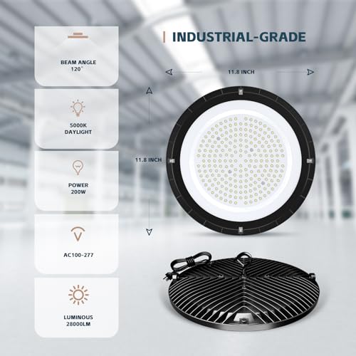 lvsdak UFO LED High Bay Lights 200W 5000K High Bay LED Shop Lights 8Pack