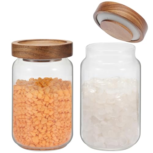 Small Glass Jar with Lids Mini Glass Bottle Glass Storage Canister Borosilicate Glass Containers for Spice Ground Nut Pasta Sugar Candy Tea (6.7oz（200ml)-2 PACK - color: 6.7oz（200ml)-2 PACK