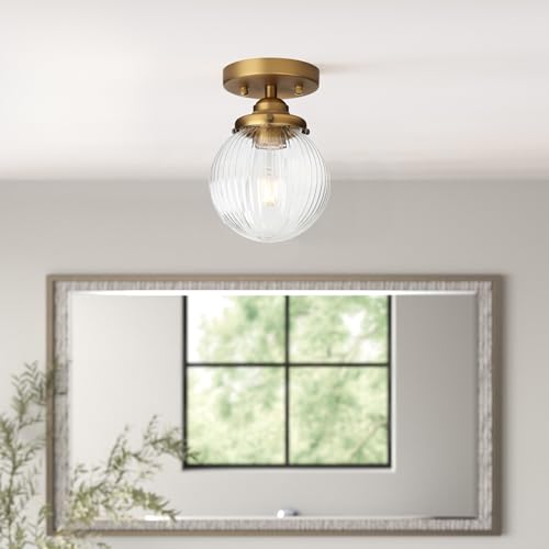 Yosoan Antique Striped Glass Indoor Flush Mount Hallway Ceiling Light - color: Antique