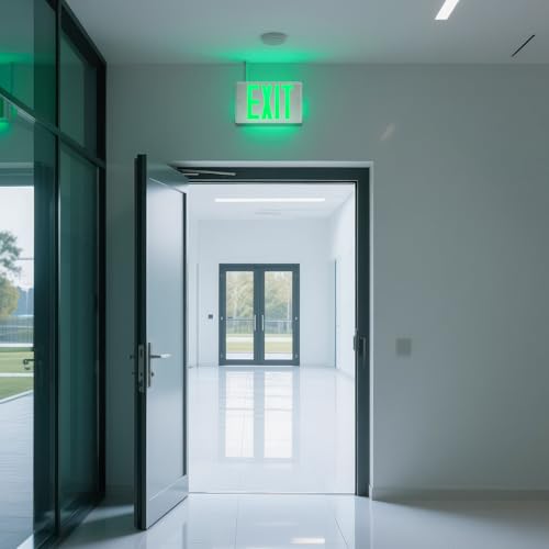 Universal Green Light LED Exit Sign OSHA Commercial, 1 Pack - color: White Housing+Green Letter, size: 1 Pack