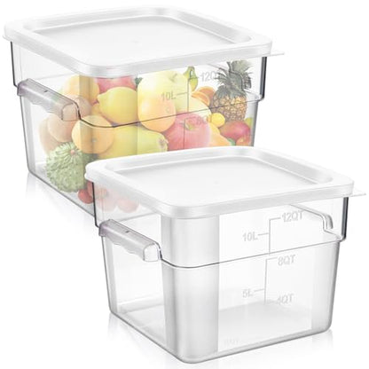 FoldTier 2 Pcs Square Food Storage Containers, White, 12 Qt - color: White, size: 12 Qt