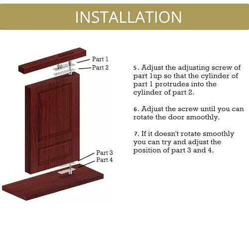 Heavy-Duty Stainless Steel 360° Door Pivot Hinge System – Durable Hinges for Wood Doors - 220lbs Capacity 1-Pack - size: 220lbs 1-pack