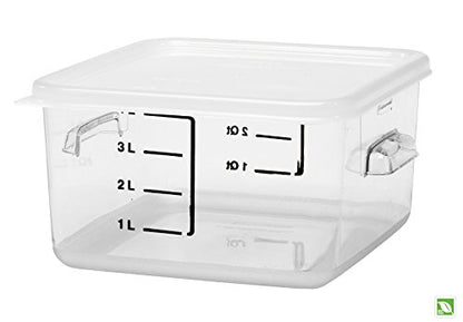 Rubbermaid Commercial Products-FG630400 Plastic Space Saving Square Food Storage Container For Kitchen/Sous Vide/Food Prep, 4 Quart, Clear, LID SOLD SEPARATELY (Pack of 2) - size: 4 Qt. (Pack of 2), style: Container