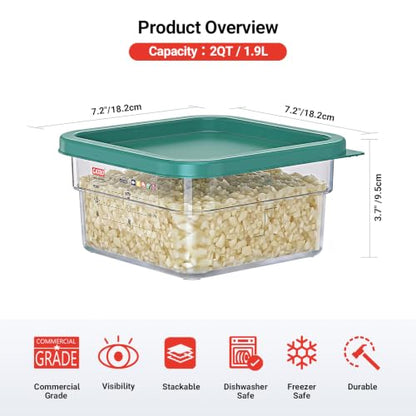 2 QT & 4 QT Commercial Food Storage Containers with Lids, Clear Square Containers for Kitchen Prep, Baking Ingredients, Pet Food and Dry Food Storage - size: 2.0(QT)+4.0(QT)