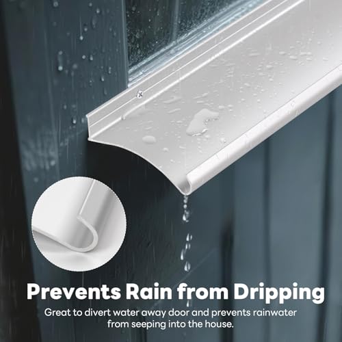 4" Extra-Wide Door Rain Drip Guard, 40" L Heavy Duty Aluminum Thickened Window Door Rain Deflector, Door Drip Cap, 0.8" Height Overhead Drip Edge (Silver) - size: 40in-Silver